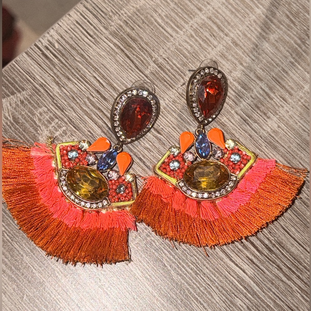 Colorful Statement Fringe Earrings